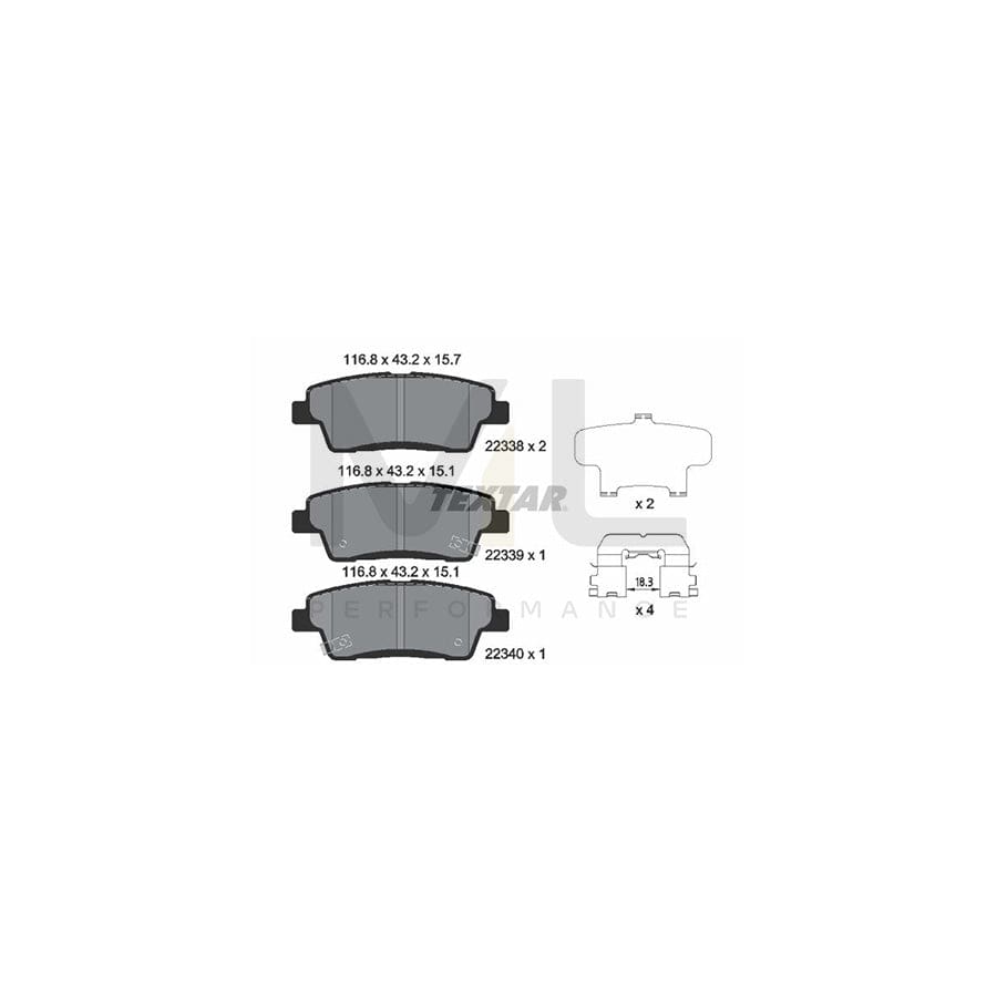 TEXTAR 2233801 Brake pad set with acoustic wear warning, with accessories