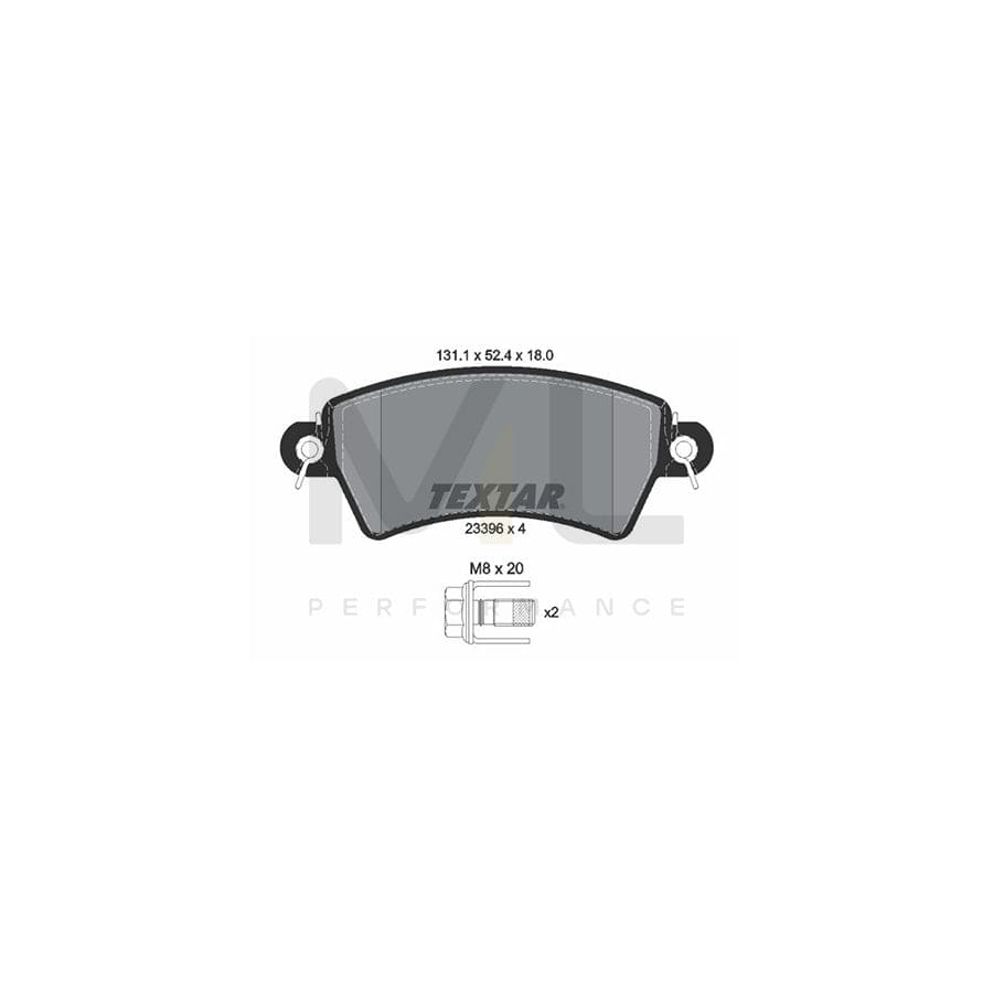 TEXTAR 2339602 Brake pad set not prepared for wear indicator, with brake caliper screws
