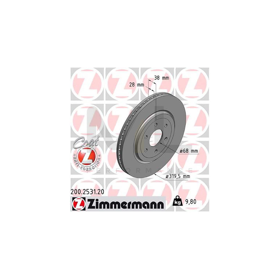 ZIMMERMANN COAT Z 200.2531.20 Brake Disc Internally Vented, Coated  - 1 piece