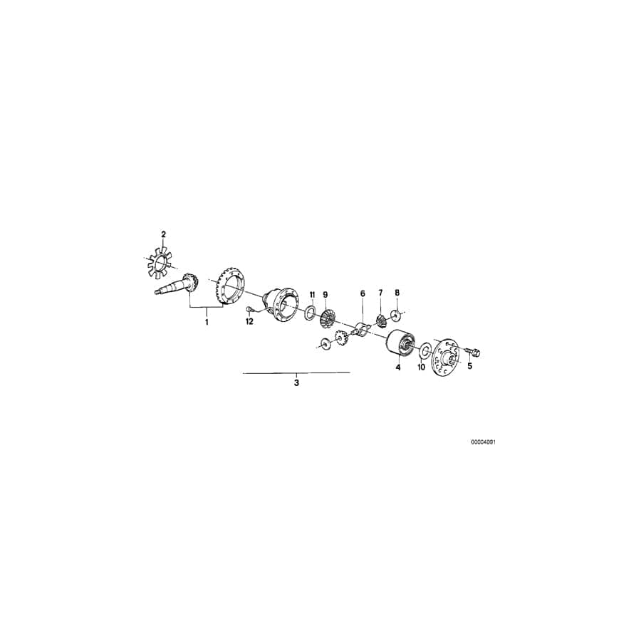 Genuine BMW 33141211800 E30 Bevel Gear Shaft (Inc. 325ix)