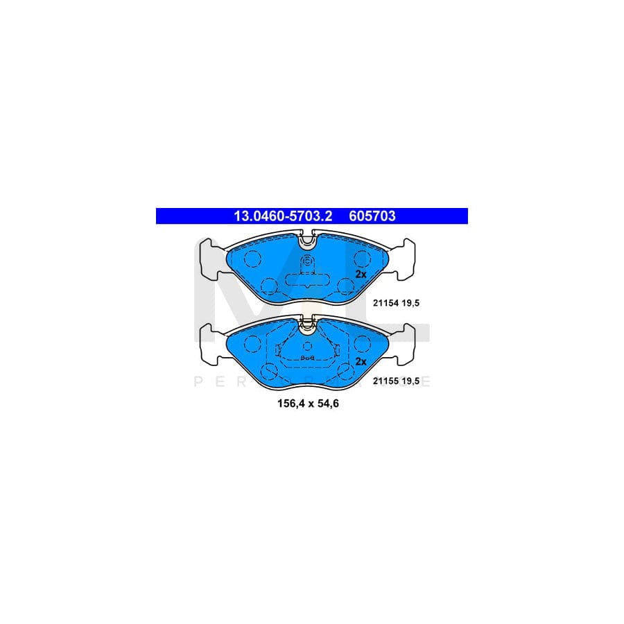 ATE 13.0460-5703.2 Brake pad set for SAAB 9000 excl. wear warning contact, prepared for wear indicator
