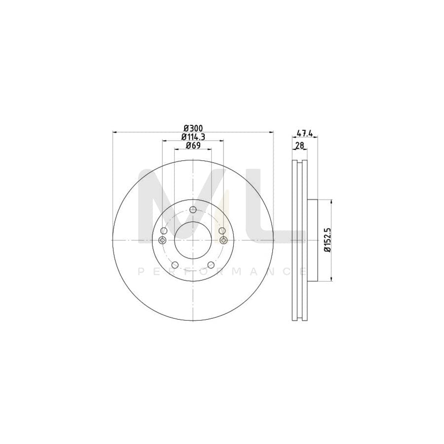 TEXTAR PRO 92243503 Brake Disc Internally Vented, Coated, without wheel hub, without wheel studs  - 1 piece