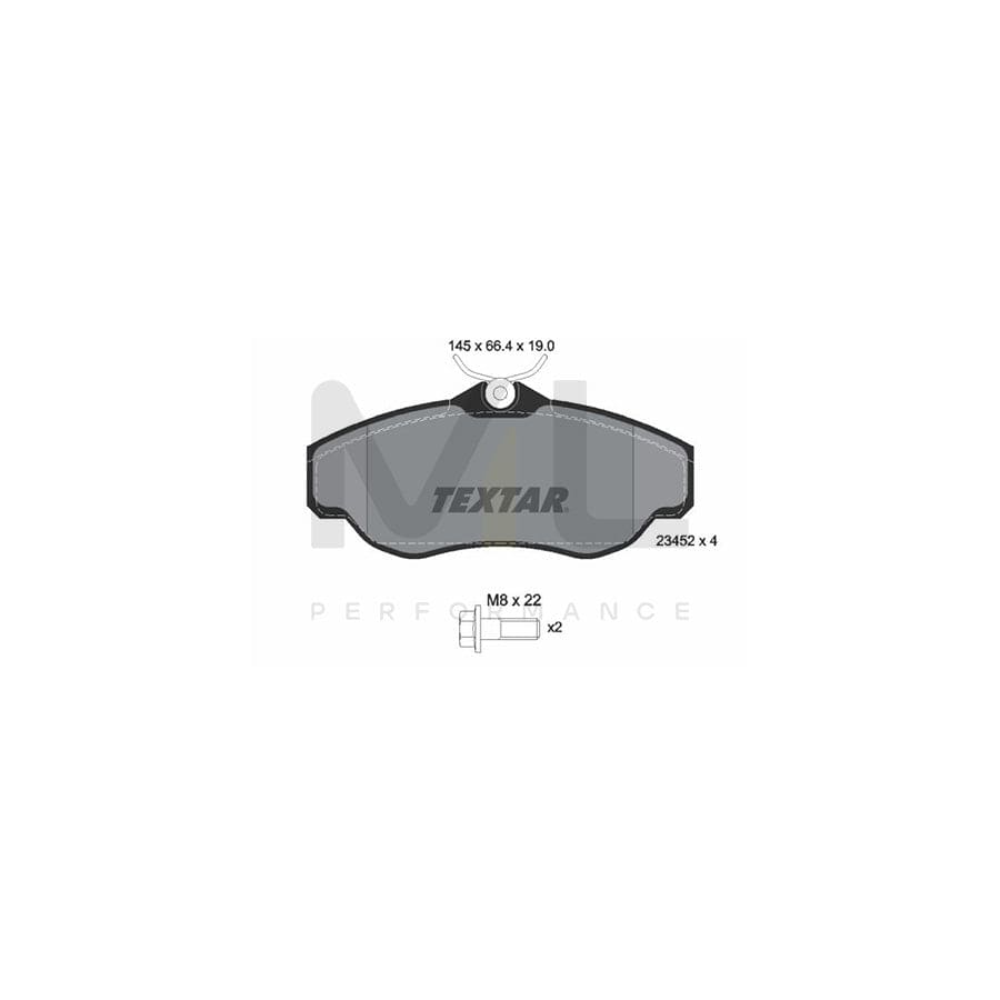 TEXTAR 2345201 Brake pad set not prepared for wear indicator, with brake caliper screws