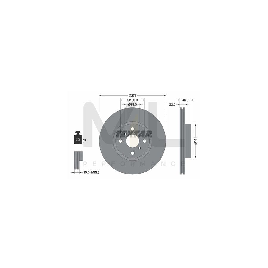 TEXTAR 92156200 Brake Disc Internally Vented, without wheel hub, without wheel studs  - 1 piece
