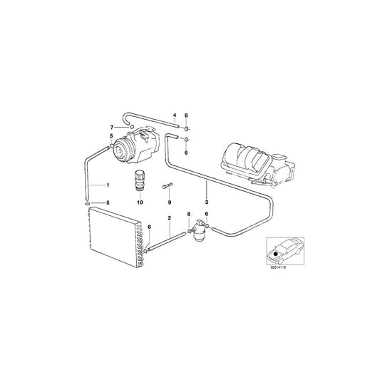 Genuine BMW 64538378645 E38 Condenser-Dryer Pressure Hose Assy (Inc. 740i, 750iL & L7)
