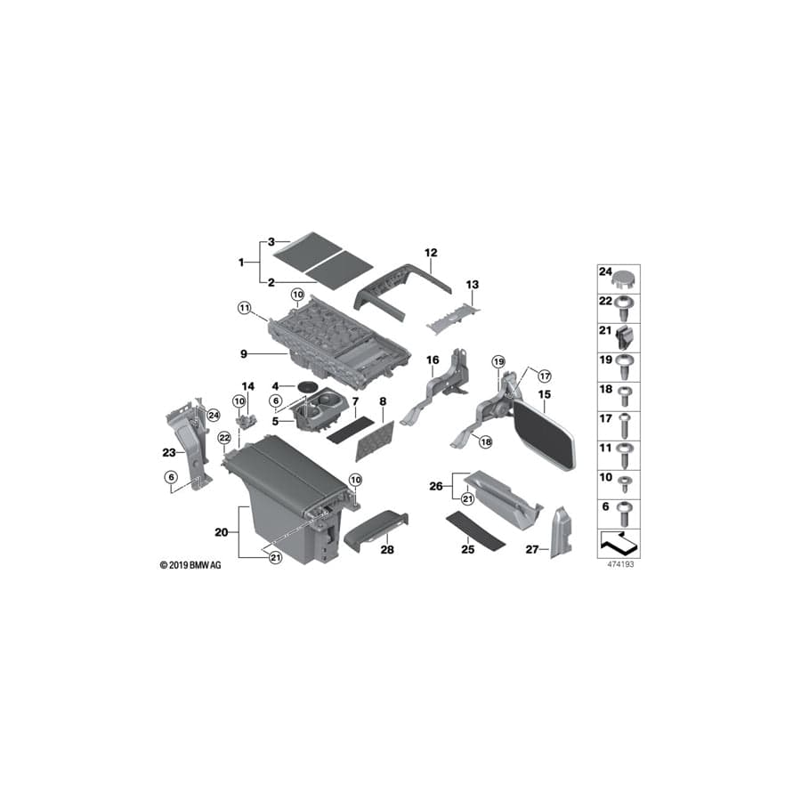 Genuine BMW 51166827293 G12 Armrest, Rear Console ELFENBEINWEISS (Inc. 740eX, 740LiX & 740LeX)