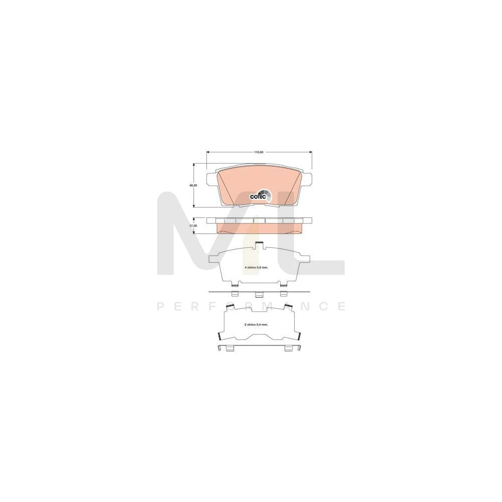 TRW Cotec Gdb3472 Brake Pad Set Not Prepared For Wear Indicator