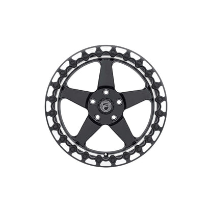 Forgestar F00180563P65 18x10.5 D5 Beadlock Standard 5x120.65 ET65 BS8.3 Gloss Black Machined Drag Racing Wheel