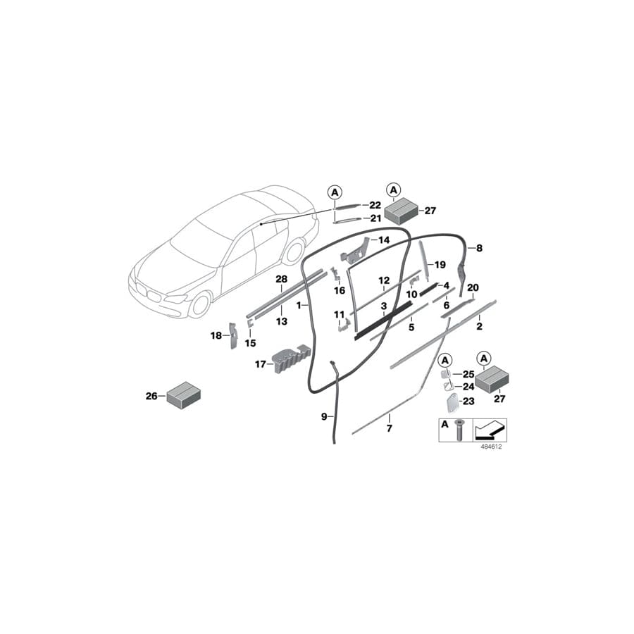 Genuine BMW 51357178024 F03 F03 Seal, End Panel, B-Column, Right (Inc. 750LiS & 760LiS)
