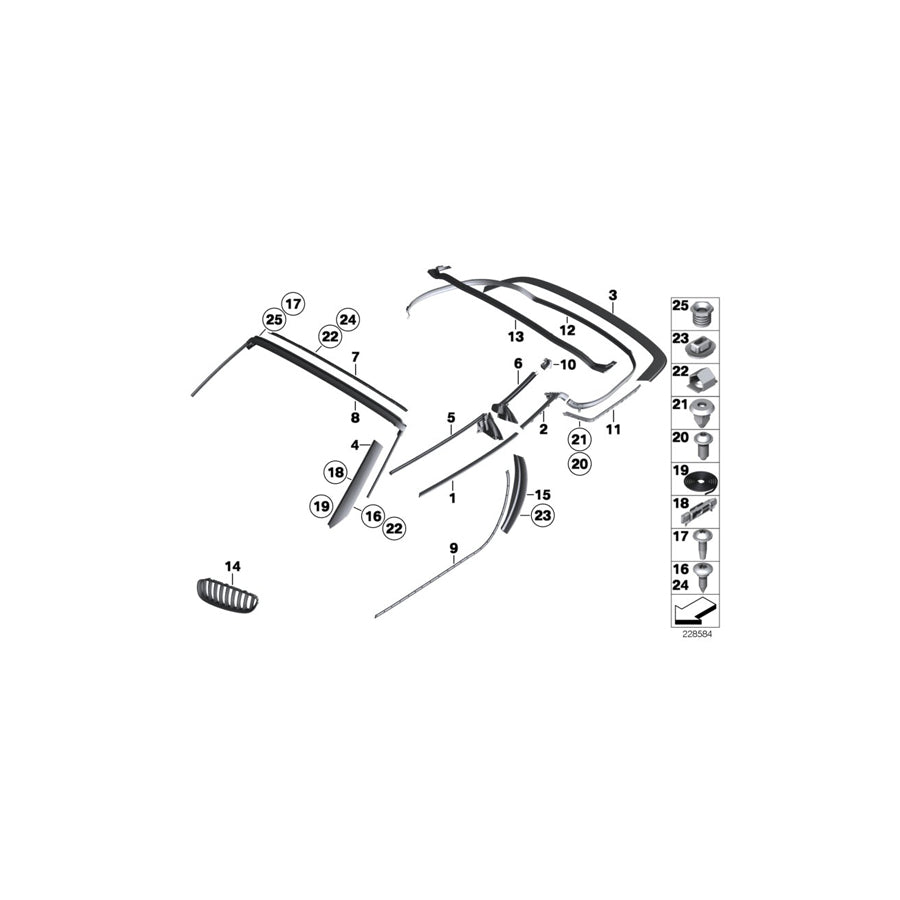 Genuine BMW 51377046123 E89 Inner Channel Sealing, Rear Left (Inc. Z4)