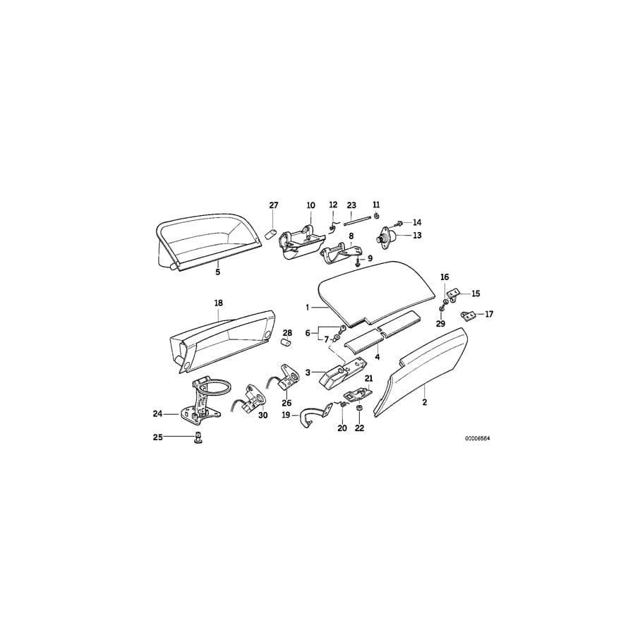 Genuine BMW 51168169113 E31 Cover Glove Box Lower SILBERGRAU (Inc. 840i, 850CSi & 840Ci)