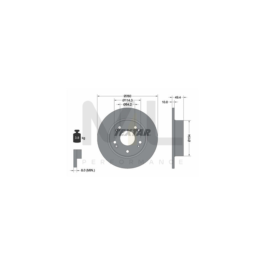TEXTAR 92144600 Brake Disc for HONDA ACCORD Solid, without wheel hub, without wheel studs  - 1 piece