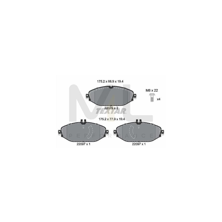 TEXTAR 2207601 Brake pad set prepared for wear indicator, with brake caliper screws