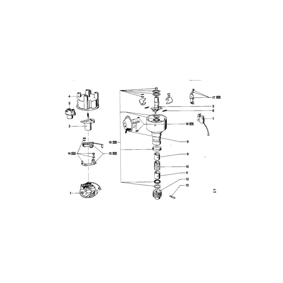 Genuine BMW 12118630239 E12 Repair Set Distributor-Shaft (Inc. 525, 2000tii & 2.8L)