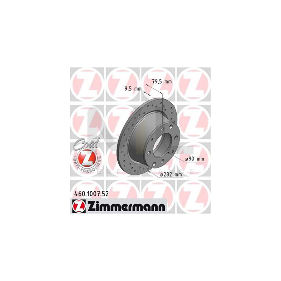 ZIMMERMANN SPORT COAT Z 460.1007.52 Brake Disc for PORSCHE 914 Targa Perforated, Solid, Coated  - 1 piece