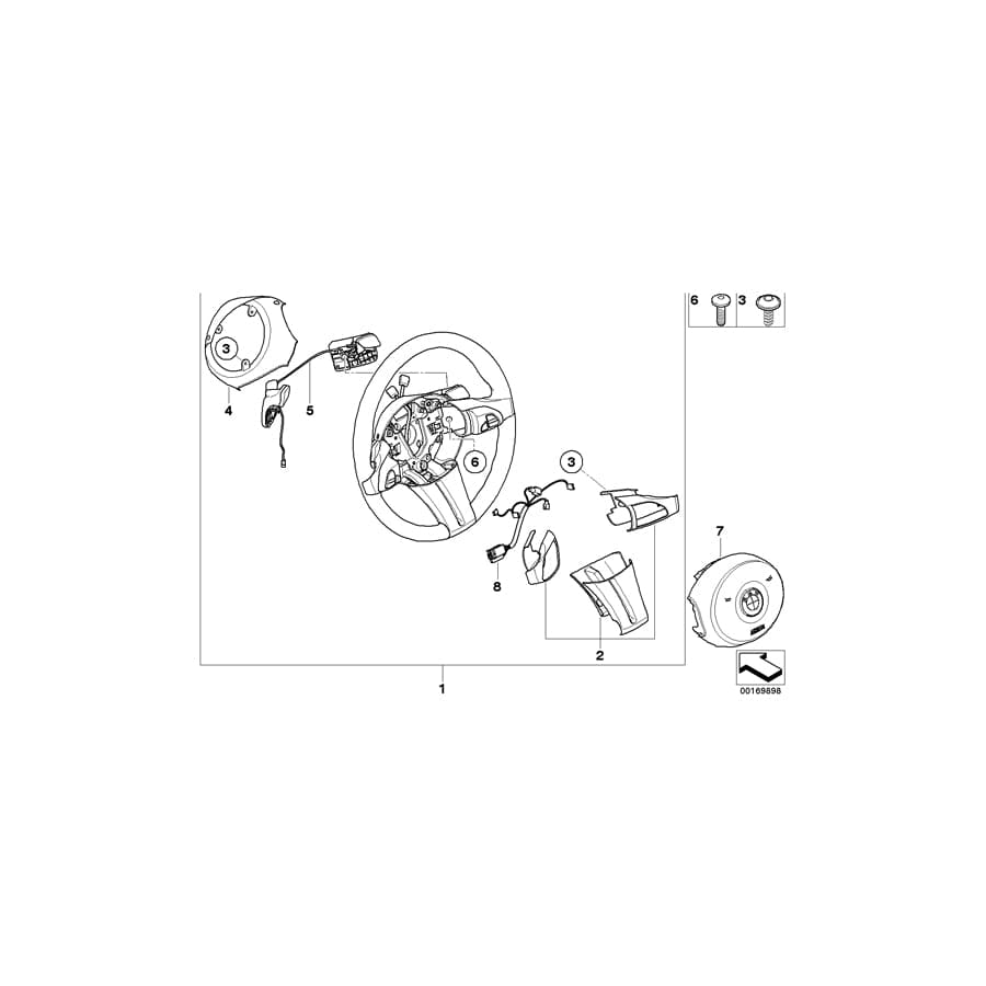 Genuine BMW 32306763534 E85 Sports Strng Whl,Leath.F Sequ.Transm. CHROM LINE (Inc. Z4 2.5i & Z4 3.0i)