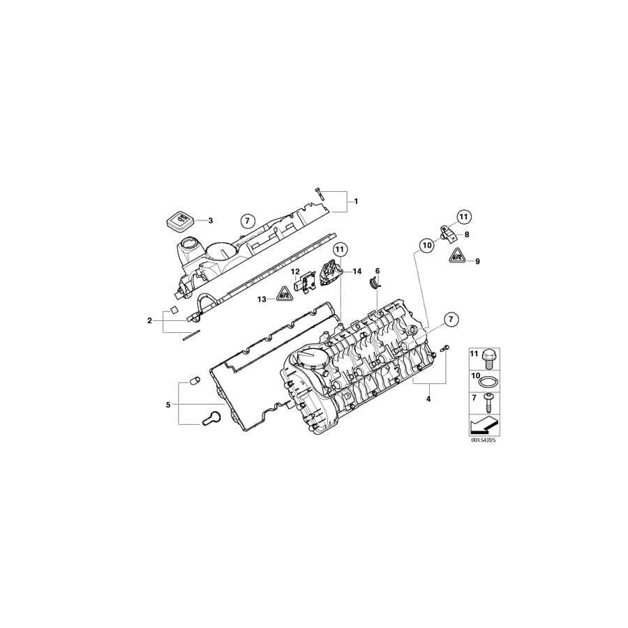 Genuine BMW 11127792420 E65 Rocker Box Cover Right (Inc. 745d)