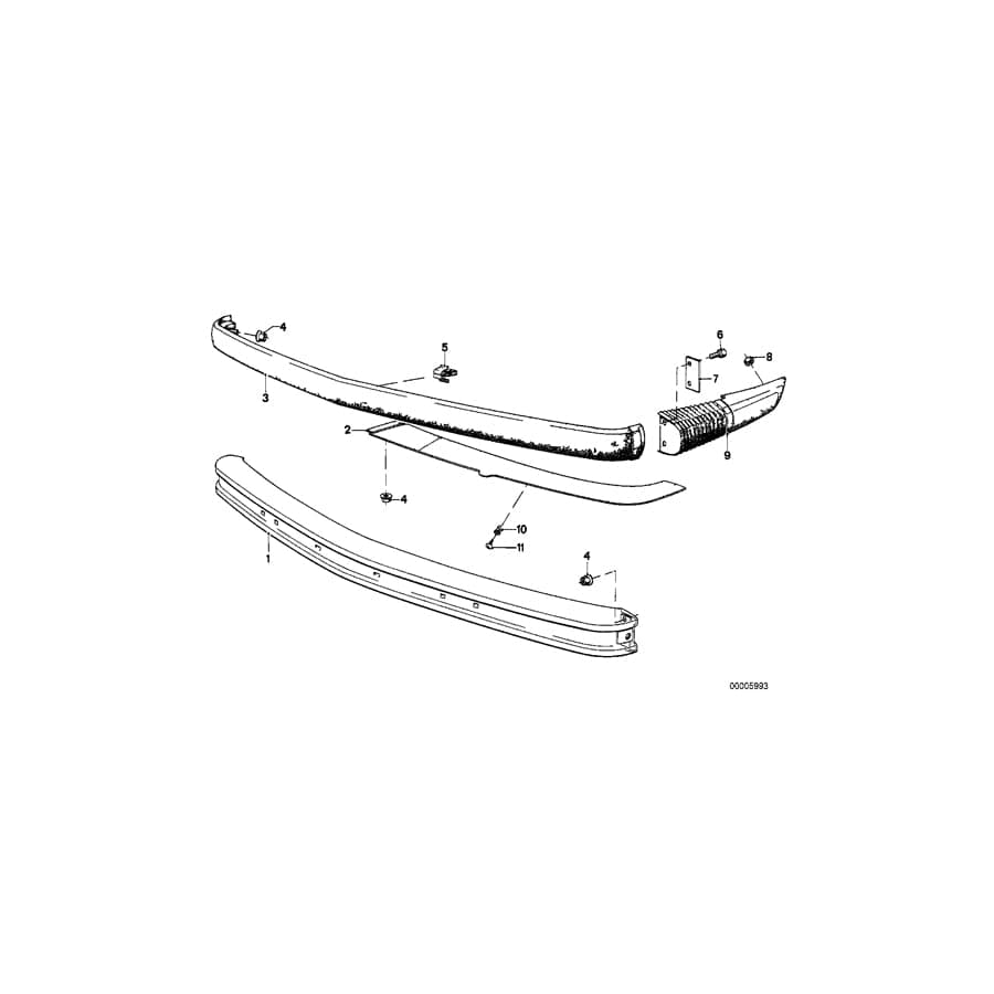 Genuine BMW 51111880444 E12 Bumper Front Right (Inc. 528i)