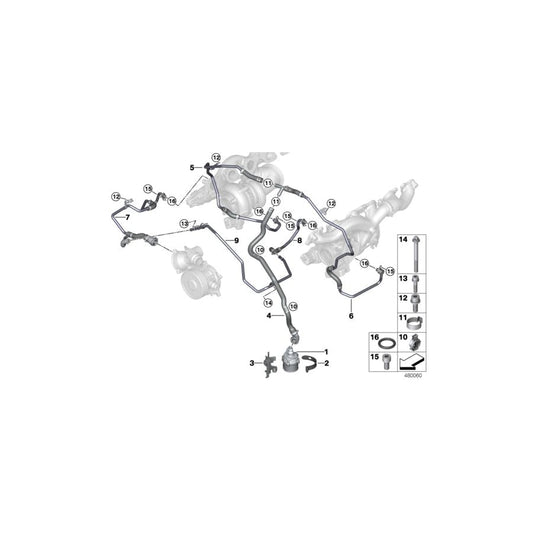 Genuine BMW 11538654390 RR11 RR31 G12 Coolant Line, Turbocharger Supply Line ZYL. 1-6 (Inc. Phantom EWB, M760LiX & M760iX)