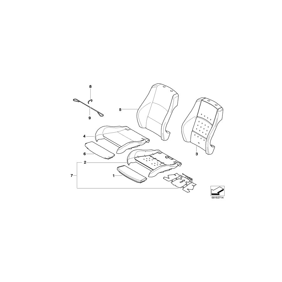 Genuine BMW 52106956389 E91 E90 Cover Backrest Vinyl Left SCHWARZ (Inc. 335d, 323i & 330i)