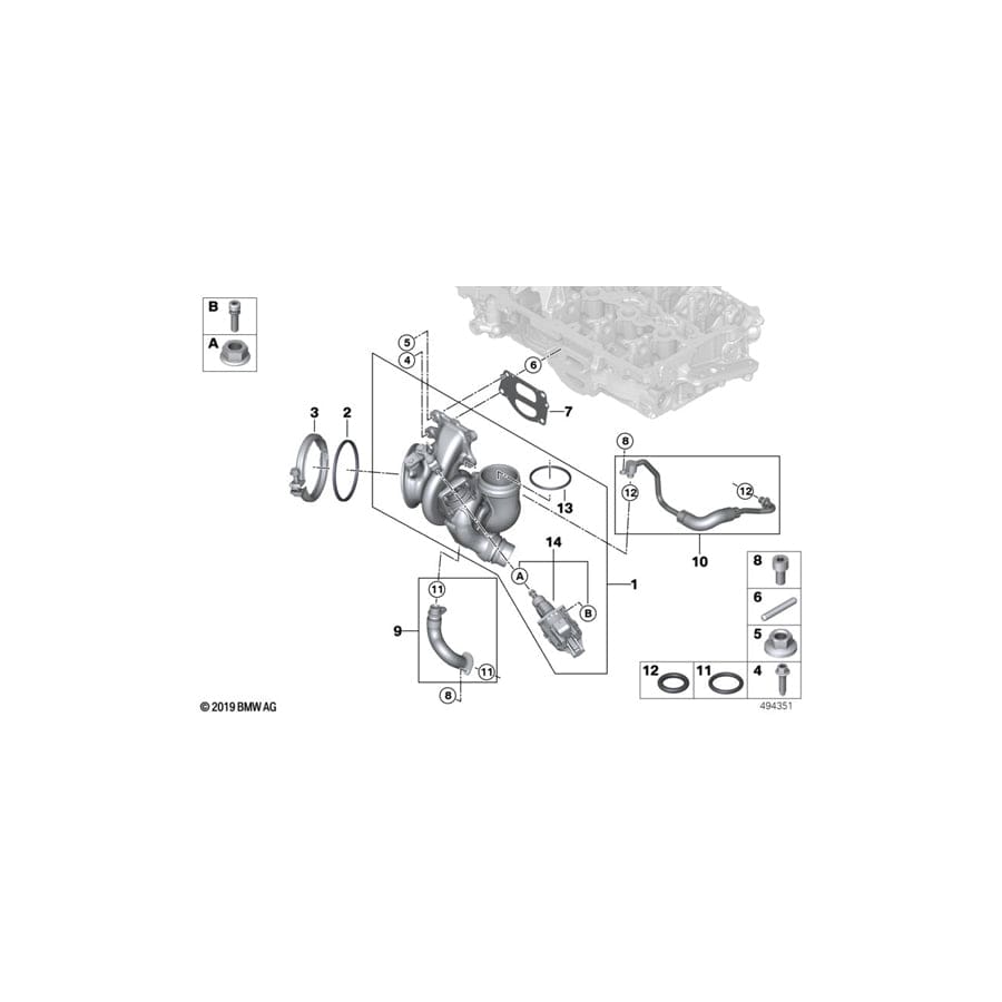 Genuine BMW 11658631900 F45 G31 F56 Exhaust Manifold/Turbocharger Gasket (Inc. X1 20iX, 320i & X2 20i)