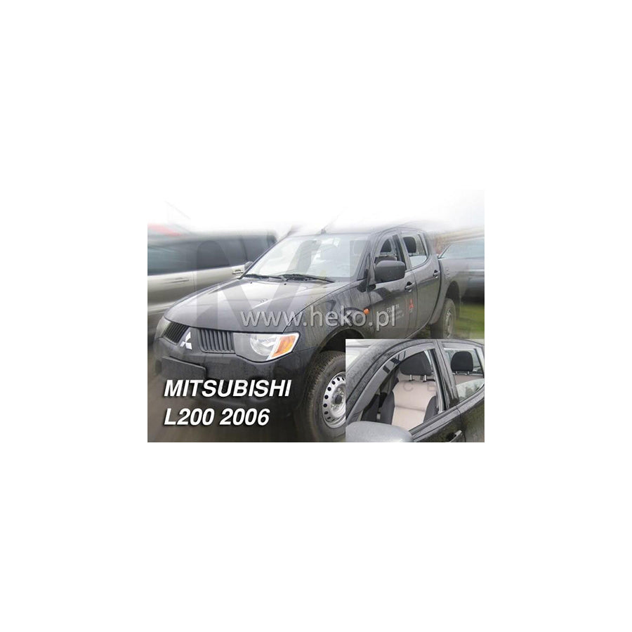 HEKO 23348 Wind deflectors for MITSUBISHI L200 / Triton IV Pickup (KA, KB) Arrow direction, Front, Rear, Vehicle Door, Smoke Grey