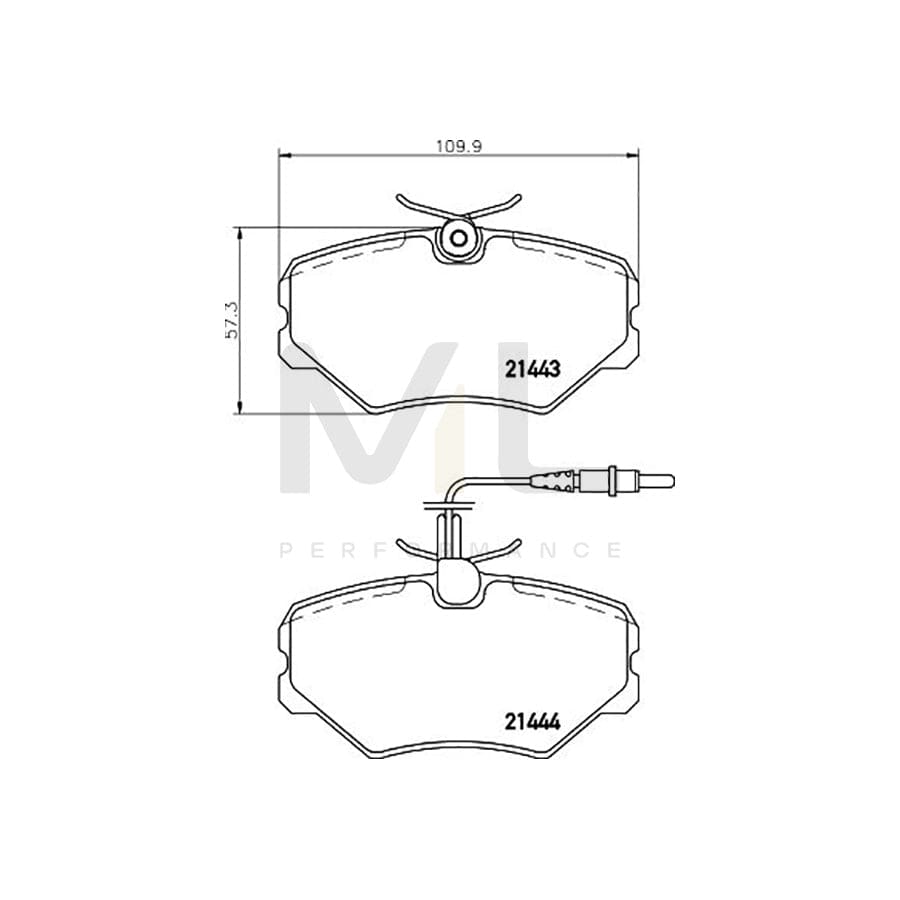 TEXTAR 2144301 Brake pad set for PEUGEOT 405 II Saloon (4B) with integrated wear warning contact, with brake caliper screws
