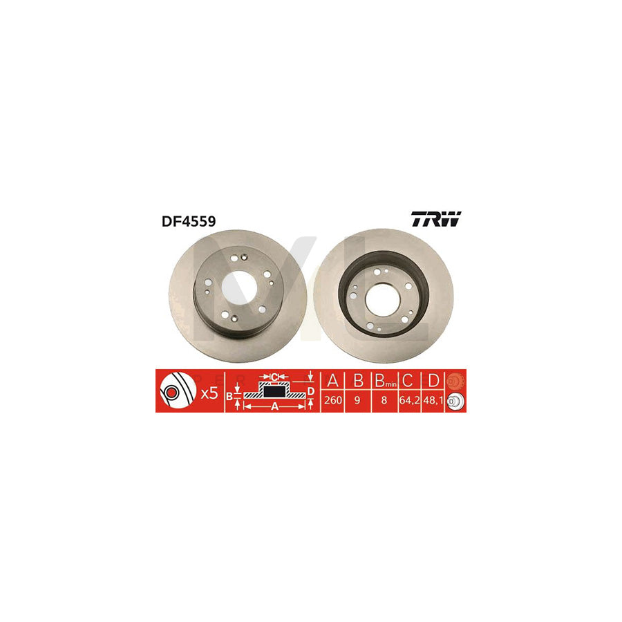 TRW DF4559 Brake Disc Solid  - 1 piece