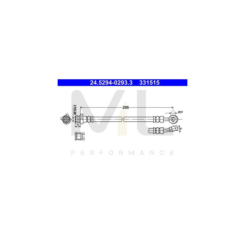 ATE 24.5294-0293.3 Brake Hose for HYUNDAI i30 295mm, M10x1