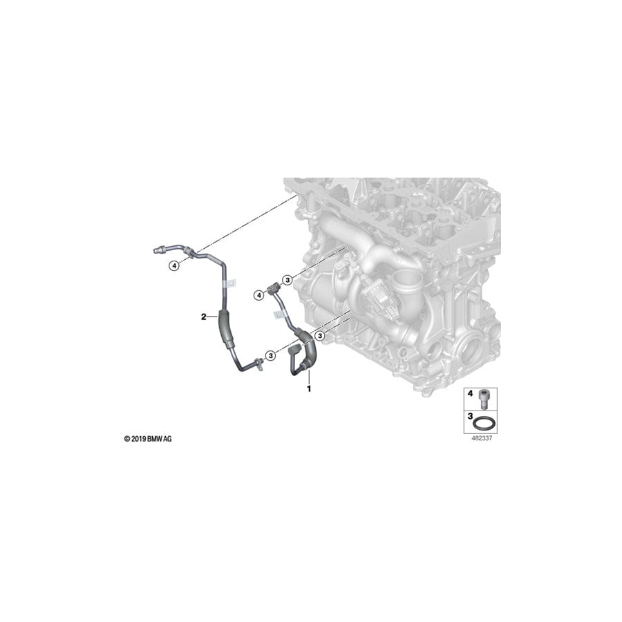 Genuine BMW 11538651261 G02 G21 G12 Line, Turbocharger-Coolant Pump (Inc. X4 30iX, 330iX & X3 30iX)