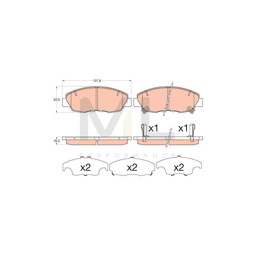 TRW Gdb3609 Brake Pad Set For Honda Civic With Acoustic Wear Warning