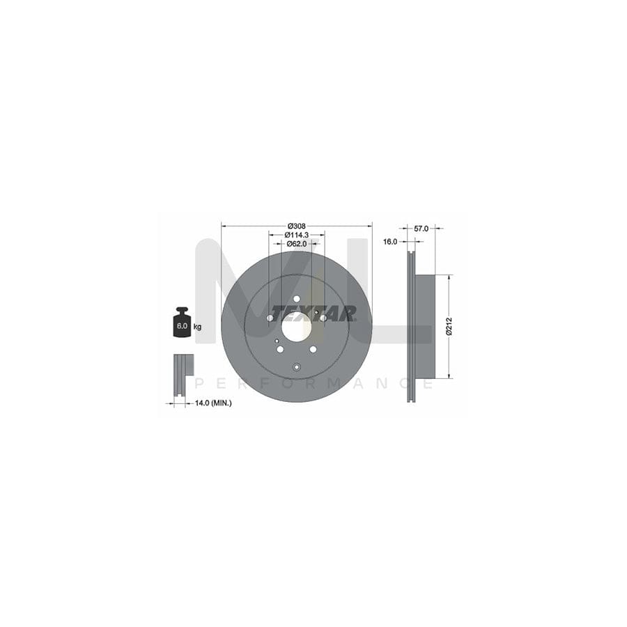 TEXTAR 92222200 Brake Disc Internally Vented, without wheel hub, without wheel studs  - 1 piece