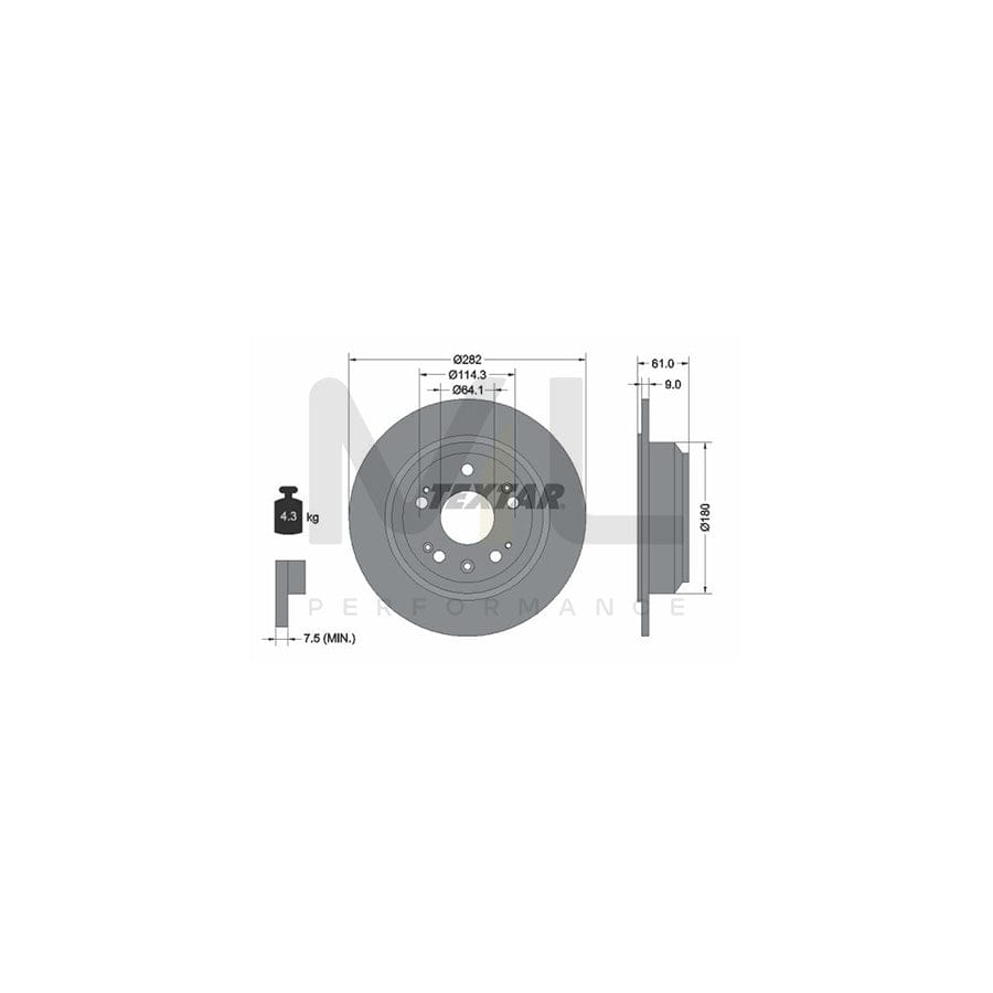 TEXTAR 92165800 Brake Disc for HONDA Accord VII Tourer (CM, CN) Solid, without wheel hub, without wheel studs  - 1 piece
