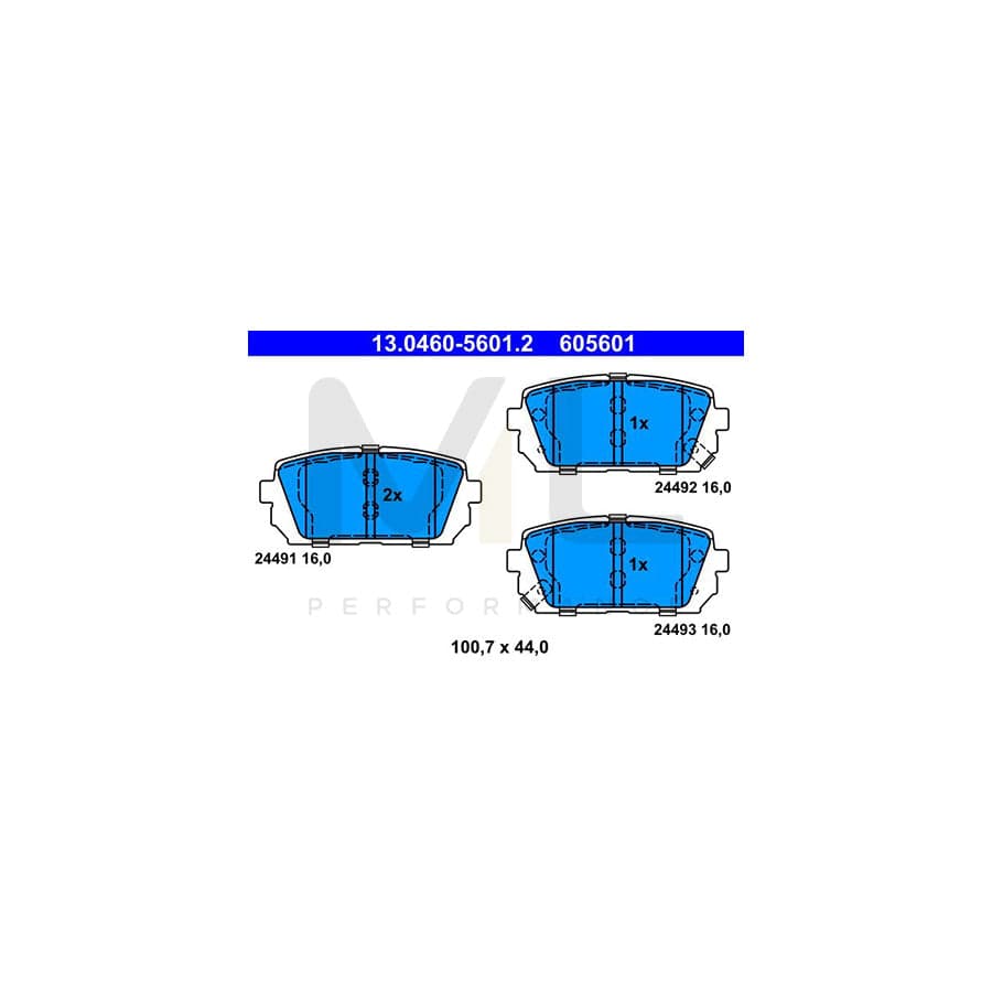 ATE 13.0460-5601.2 Brake pad set for KIA Carens III (UN) with acoustic wear warning