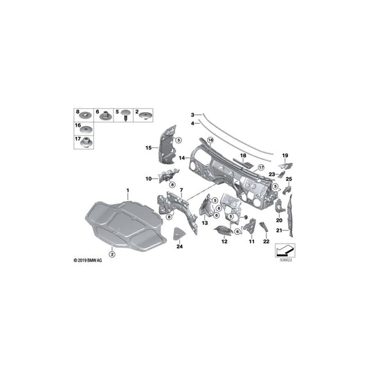 Genuine BMW 51487425745 G30 G31 F90 Sound Insul.A-Pillar Wind.Pan., Left (Inc. 520dX, 525d & 520i)