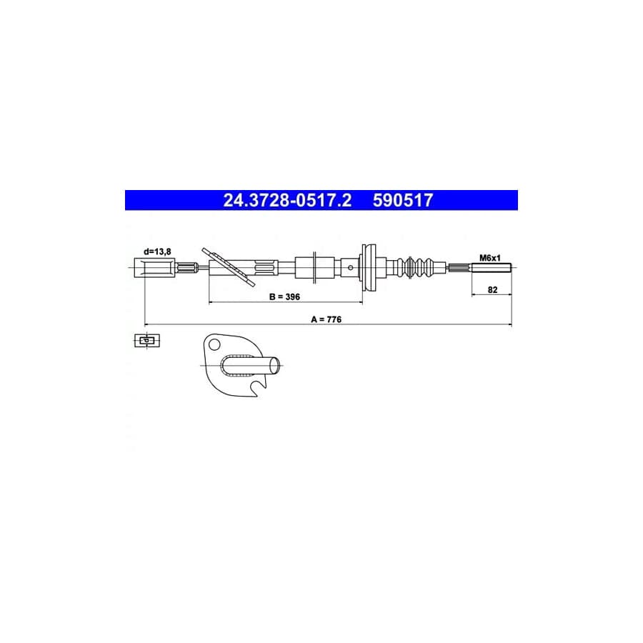 ATE 24.3728-0517.2 Clutch Cable