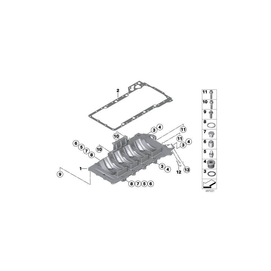 Genuine BMW 11138416052 Oil Pan P63 (Inc. M6 GT3)