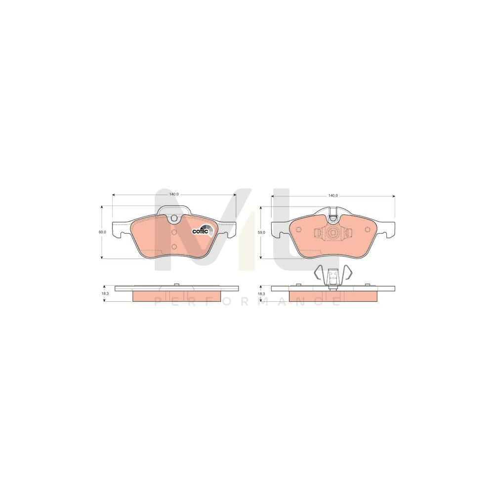 TRW Cotec Gdb1476 Brake Pad Set Prepared For Wear Indicator