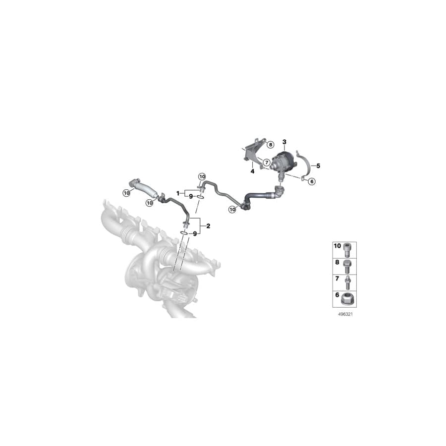 Genuine BMW 11538650086 G14 G05 G16 Coolant Line, Turbocharger Supply Line (Inc. 840iX, X5 45eX & 745Le)