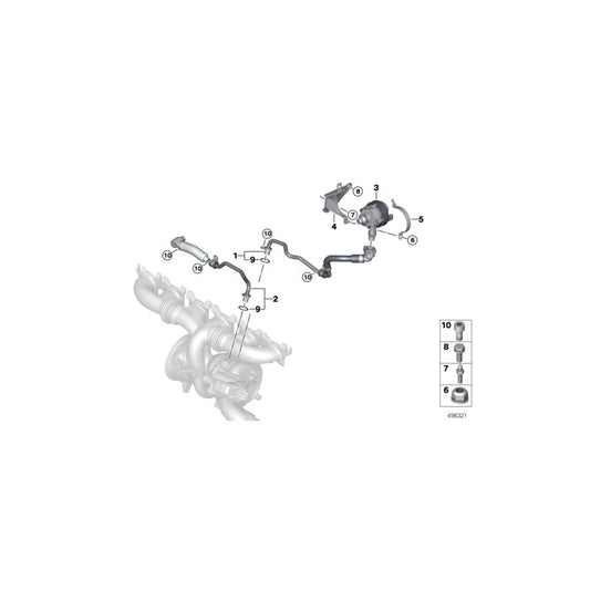 Genuine BMW 11538650086 G14 G05 G16 Coolant Line, Turbocharger Supply Line (Inc. 840iX, X5 45eX & 745Le)