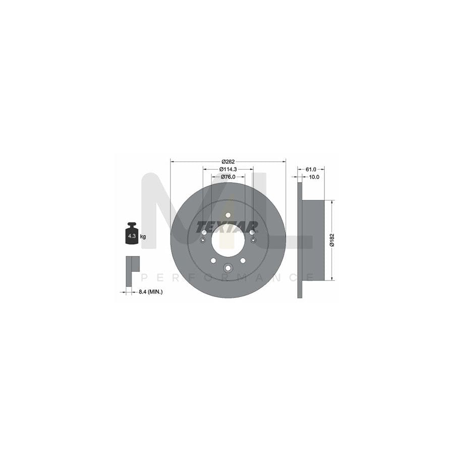 TEXTAR PRO 92240803 Brake Disc Solid, Coated, without wheel hub, without wheel studs  - 1 piece