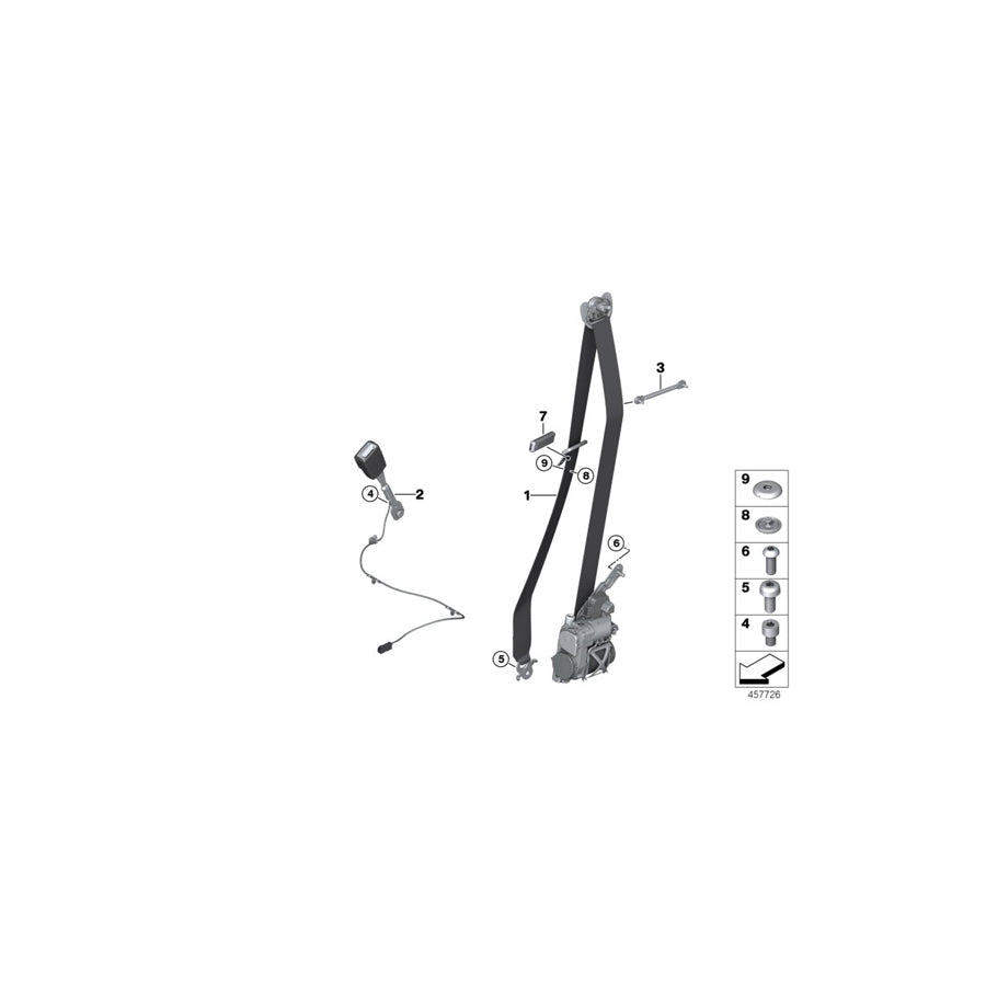 Genuine BMW 72117402422 G11 G12 Upper Belt, Front Right CANBERRA BEIGE (Inc. 740LdX, 740LeX & 750dX)
