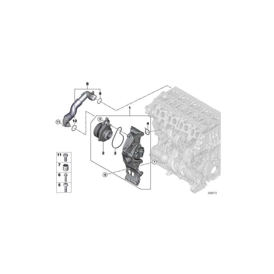 Genuine BMW 11538645546 F55 F56 F48 Line From Coolant Pump-Cylinder Head (Inc. X2 20i, X2 28i & X1 28i)