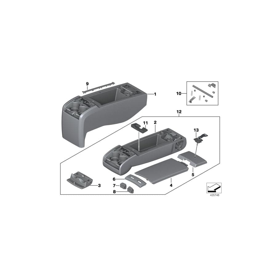 Genuine BMW 52207301454 F07 Armrest Lower Leather LCDF VEN.BEIGE (Inc. 550i, 535d & 535iX)