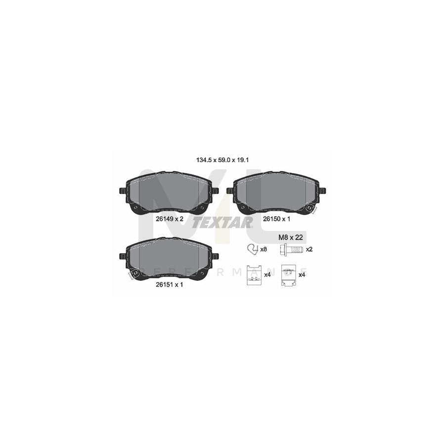 TEXTAR 2614901 Brake pad set incl. wear warning contact, with brake caliper screws, with accessories