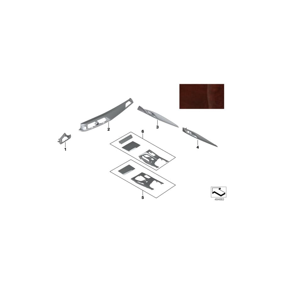 Genuine BMW 51457992264 F90 G30 G31 Cov.Pan.F.Dashb.Plum Brown Fr.Passenger PERLGLANZ CHROM (Inc. 530dX, M550iX & 540i)