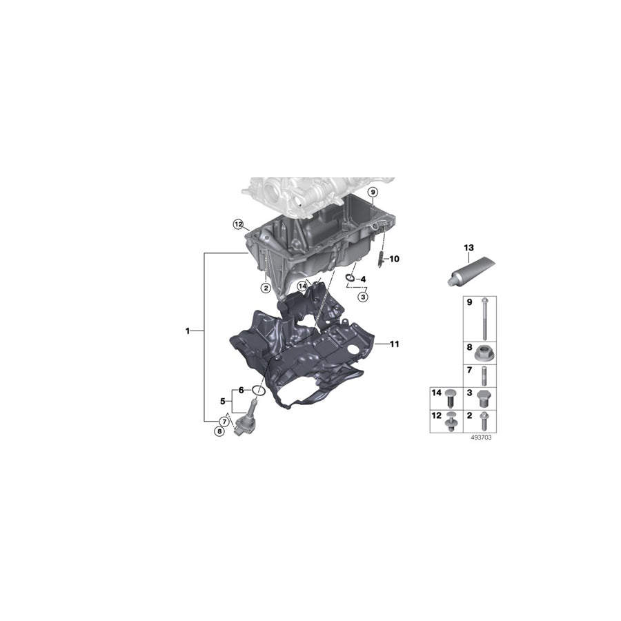 Genuine BMW 11138580124 G21 G30 G02 Oil Pan AWD (Inc. X6 30iX, X4 20iX & X3 20i 1.6)