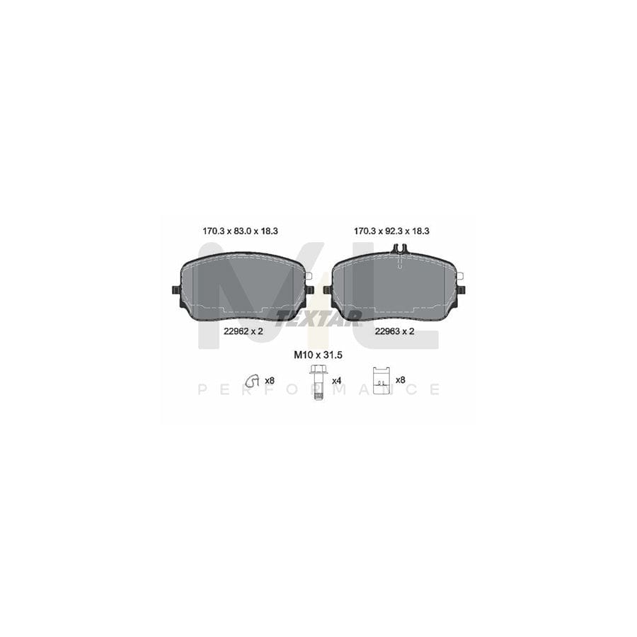 TEXTAR 2296201 Brake pad set incl. wear warning contact, with brake caliper screws, with accessories