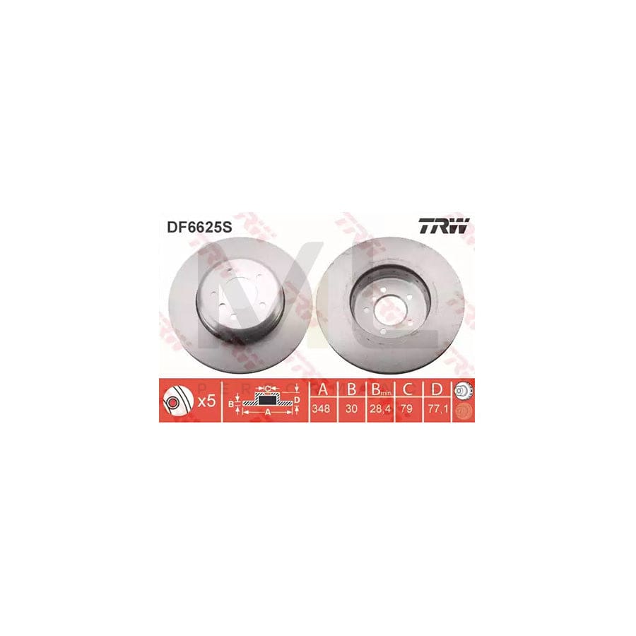 TRW DF6625S Brake Disc Two-piece brake disc, Vented, High-carbon  - 1 piece