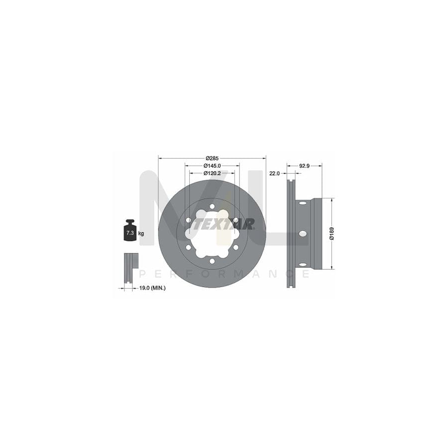 TEXTAR 92089800 Brake Disc Internally Vented, without wheel hub, without wheel studs  - 1 piece